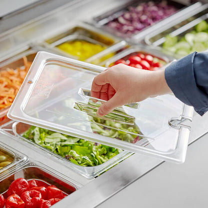 Half Size Notched Polycarbonate Handled Food Pan Lid - Food Storage Container Cover Restaurant Commercial Hotel Pans Cover for Food Prep Fruits Vegetables Beans Corns