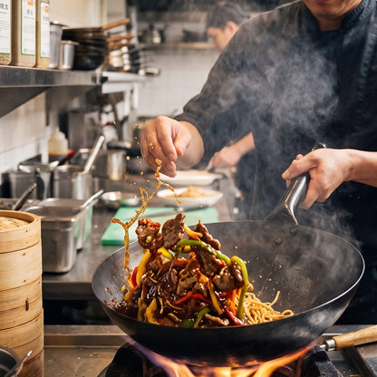 Iron Taiwan Wok - Large Wok Stir Fry Pan for Chinese Japanese and Cantonese Cuisine Stir Fry Pans Traditional Woks Grilling Frying Steaming Made in Taiwan