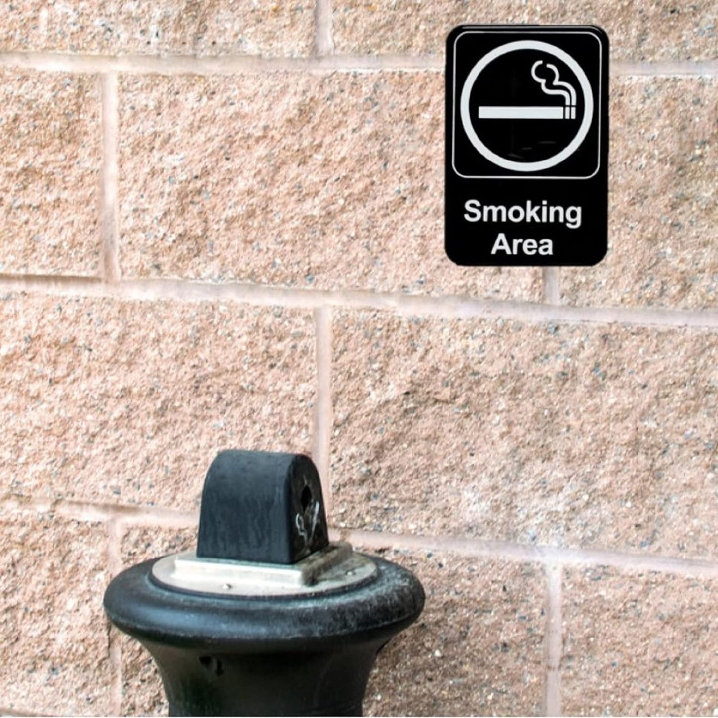 6" x 9" Smoking Area Sign with Easy Peel Self-Adhesive White on Black Color Set of 2- Waterproof Self Adhesive Store Signs Indoor/Outdoor Warning Marker Home Business Use