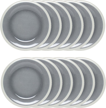 Graham Round Dinner Plates Wide Rim Melamine Set of 12- Dishwasher Safe Break-Resistant Reusable Plates Kitchen Plates Dinnerware Dishes for Home Kitchen Restaurants