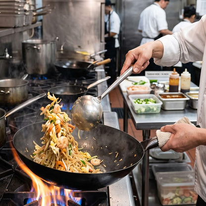 Iron Taiwan Wok - Large Wok Stir Fry Pan for Chinese Japanese and Cantonese Cuisine Stir Fry Pans Traditional Woks Grilling Frying Steaming Made in Taiwan