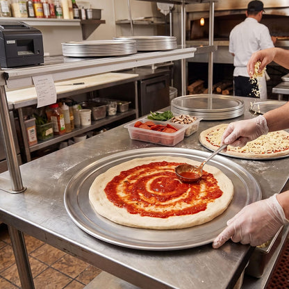 Pizza Tray Pan Wide Rim Aluminum Set of 3- Bakeware Round Pizza Pan Pizza Tray Baking Tray Round Baking Tray for Home Kitchen Pizzeria & Restaurants