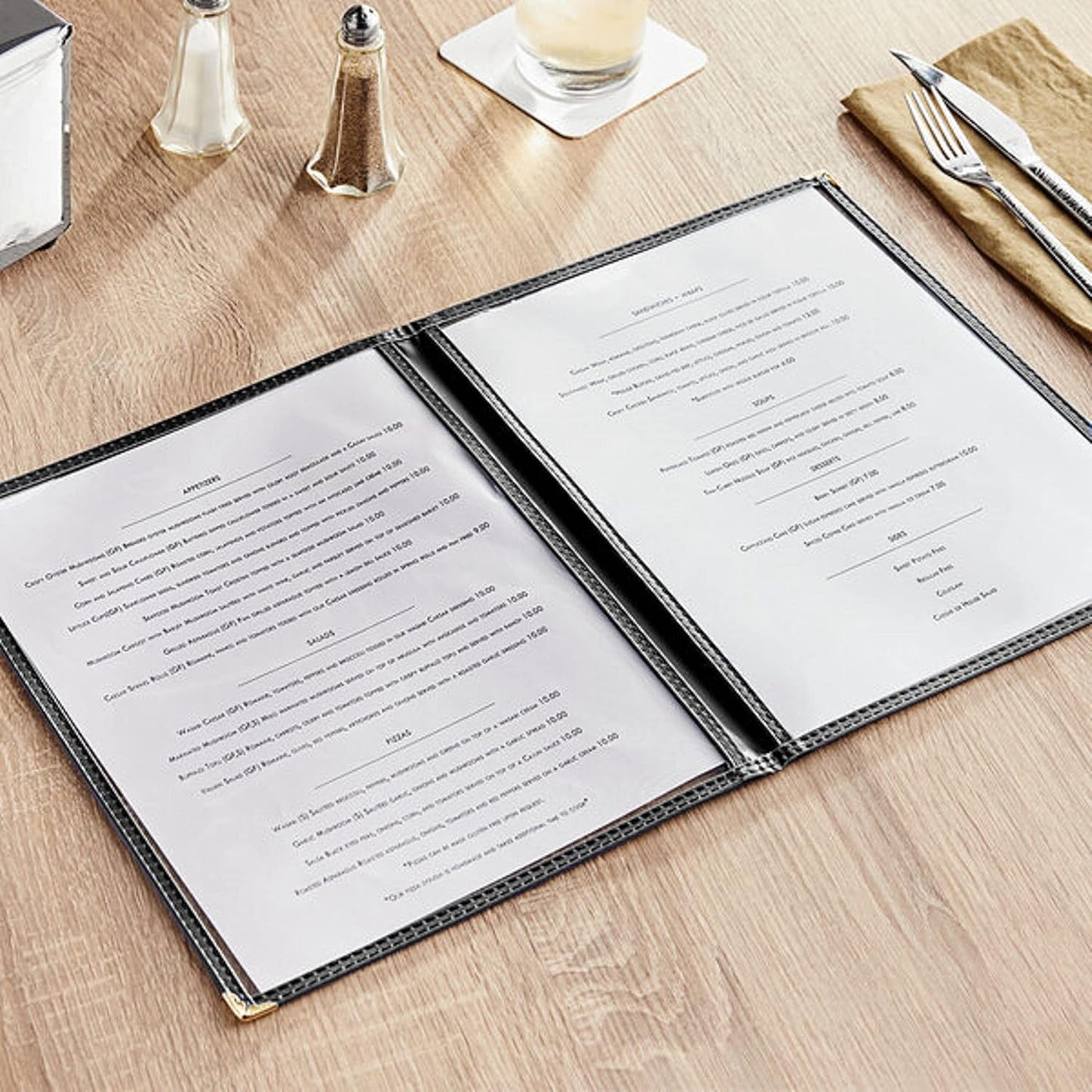 8-1/2” x 11” Double Fold Restaurant Menu Covers 2 Page 4 View Set of 10- Crystal Clear Menu Covers Fits A4 Size Paper Menu Sleeve Folder Menu Book Holders for Bar Cafe Restaurant