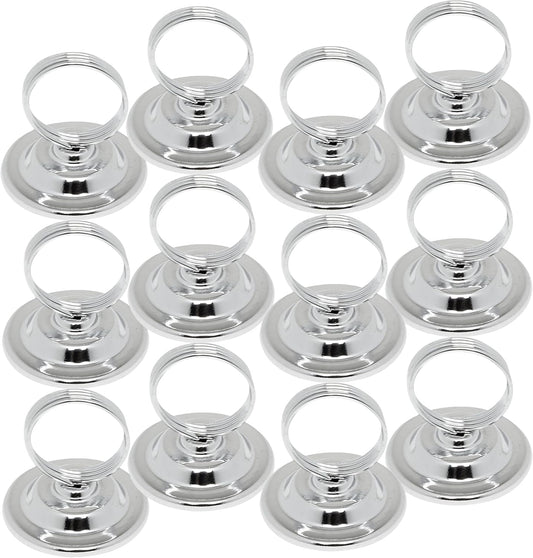 2-1/4" Ring Style Table Sign Menu Holder Steel Wire Ring Nickel-Plated Base Set of 12- Table Number Holder Display Table Card Holders Stand for Centerpieces Reception Party Birthday