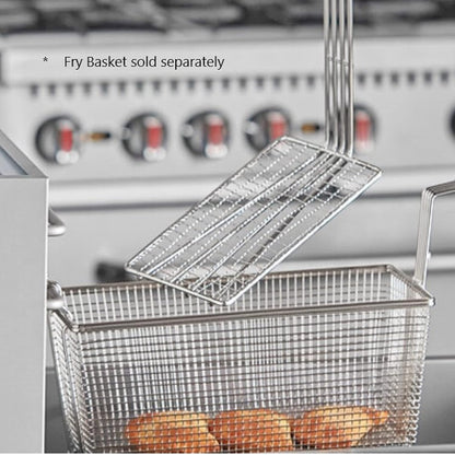 Rectangular Deep Fry Basket Press Heavy Duty Nickel Plated Iron with Coated Handle - for Home and Restaurant Kitchen Frying Chips Fish Sausages
