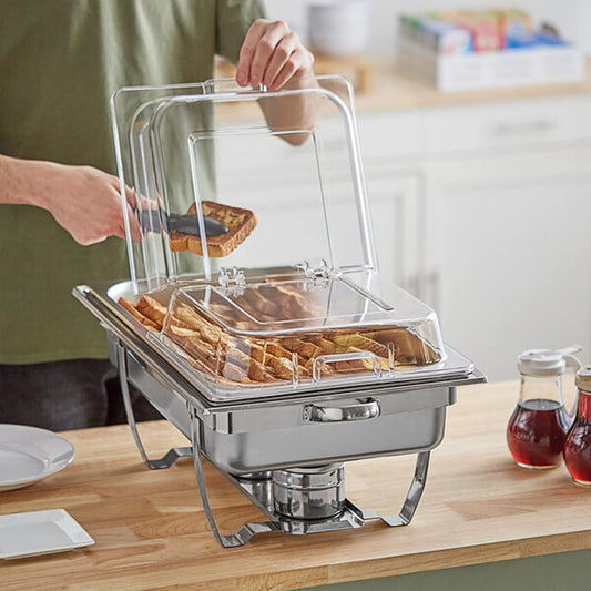21" x 13" x 3" Full Size Polycarbonate Hinged Dome Cover Opens on both ends Clear Color- Food Pan Cover Pastry Cover Display Cover Serving Platter Covers Clear Food Pan