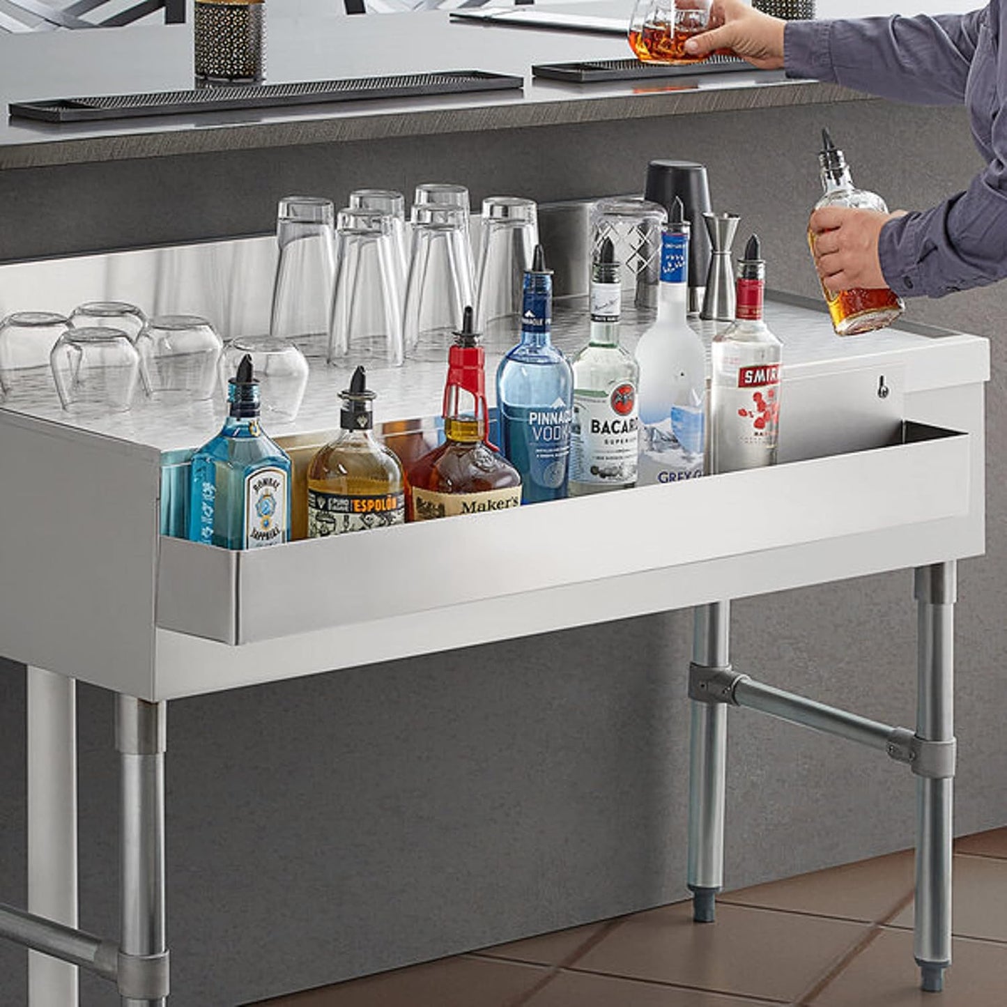 Stainless Steel Single Speed Rail Heavy Duty- Speed Rail Liquor Rack Speed Rack Bottle Holder Liquor Bottle Holder Bottle Rack Drink Rail Shelf Perfect for Home Bars Restaurants