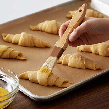 Pastry Brush Bristles with Wooden Handle - Basting Pastry Brush Culinary Oil Brush for Barbecue Butter Grill BBQ Sauce Baster Marinade Kitchen Food Cooking Brush