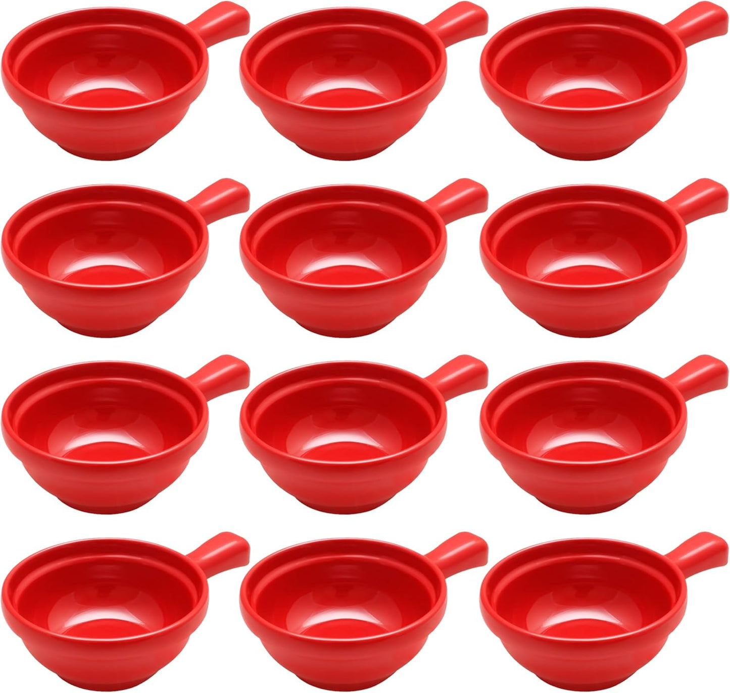10 oz Soup Bowls with Handle Melamine Set of 12- Dishwasher Safe Break-Resistant Reusable Bowls Serving Soup Bowl Broth Cups Soup Bowls Ice Cream Dipping Sauce