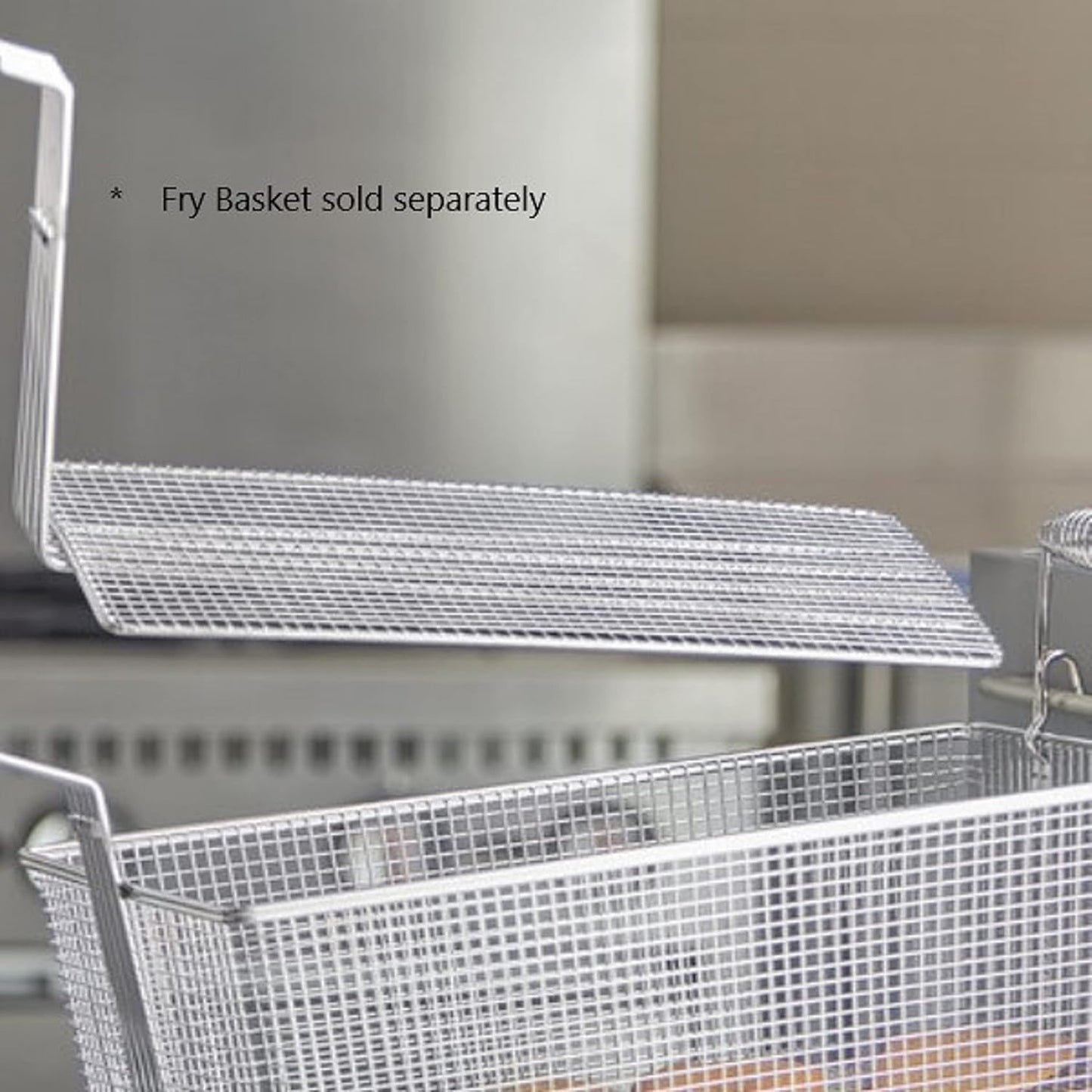 Rectangular Deep Fry Basket Press Heavy Duty Nickel Plated Iron with Coated Handle - for Home and Restaurant Kitchen Frying Chips Fish Sausages