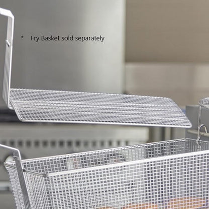 Rectangular Deep Fry Basket Press Heavy Duty Nickel Plated Iron with Coated Handle - for Home and Restaurant Kitchen Frying Chips Fish Sausages