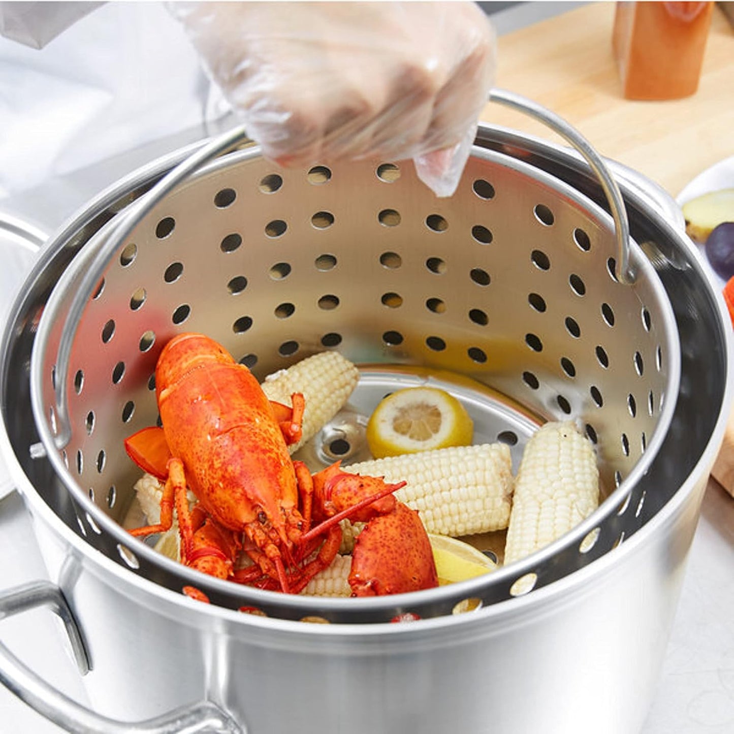 Aluminum Steamer Basket Stock Pot - Steamer Cookware Steamer Basket Insert Steamer Basket Steamer Insert for Veggie Fish Seafood Cooking