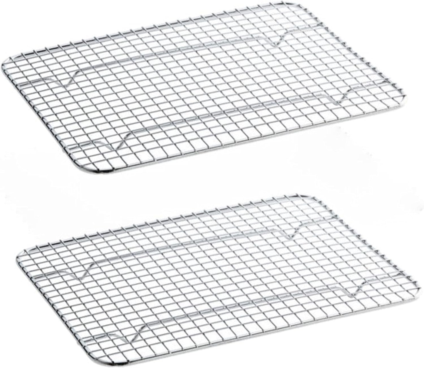 Rectangular Wire Pan Grate Chrome-Plated Set of 2-Fits Third Size  Cooling Rack Baking Sheet GraSheet Cookie Panste Cake Rack for Pies Cookies Pastries Cakes
