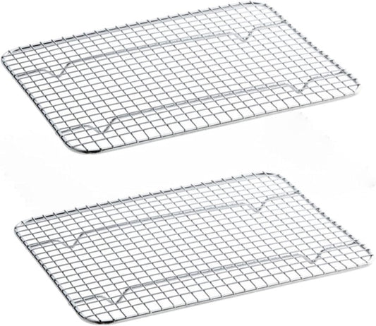 Rectangular Wire Pan Grate Chrome-Plated Set of 2-Fits Third Size  Cooling Rack Baking Sheet GraSheet Cookie Panste Cake Rack for Pies Cookies Pastries Cakes