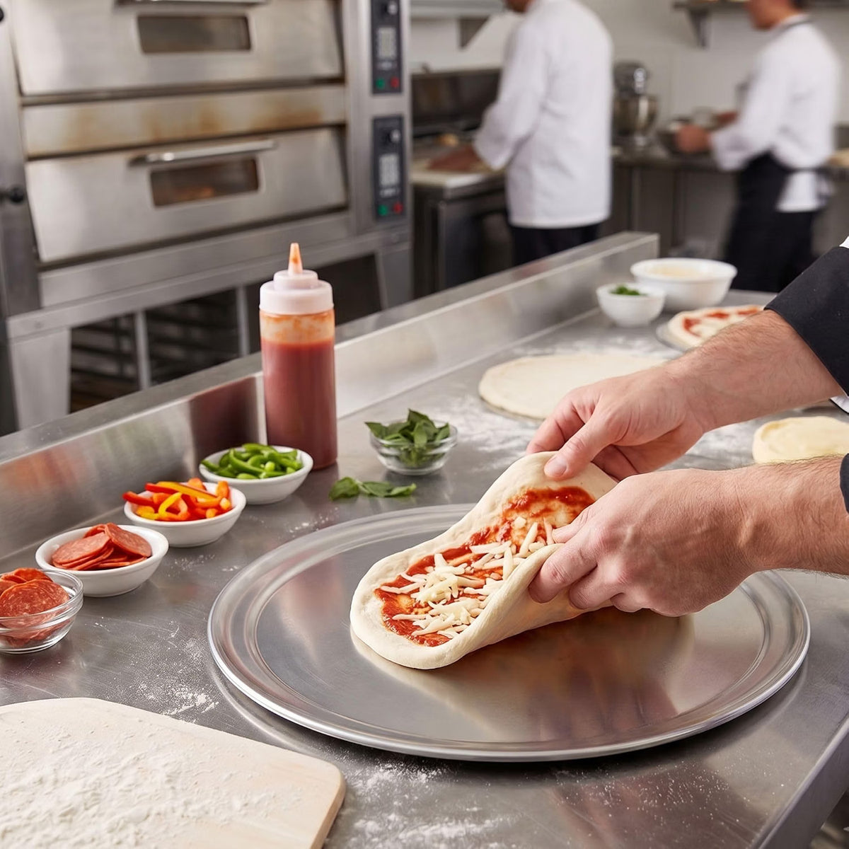 Pizza Tray Pan Wide Rim Aluminum Set of 3- Bakeware Round Pizza Pan Pizza Tray Baking Tray Round Baking Tray for Home Kitchen Pizzeria & Restaurants