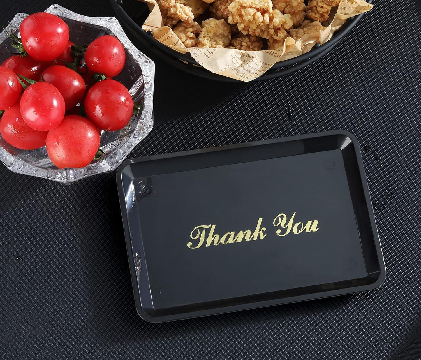 4 1/2" x 6 1/2" Plastic Tip Tray with Gold Thank You Imprint Color Set of 12 -Check Presenters for Restaurants Check Tip Trays Check Holders for Restaurants Bars Hotels