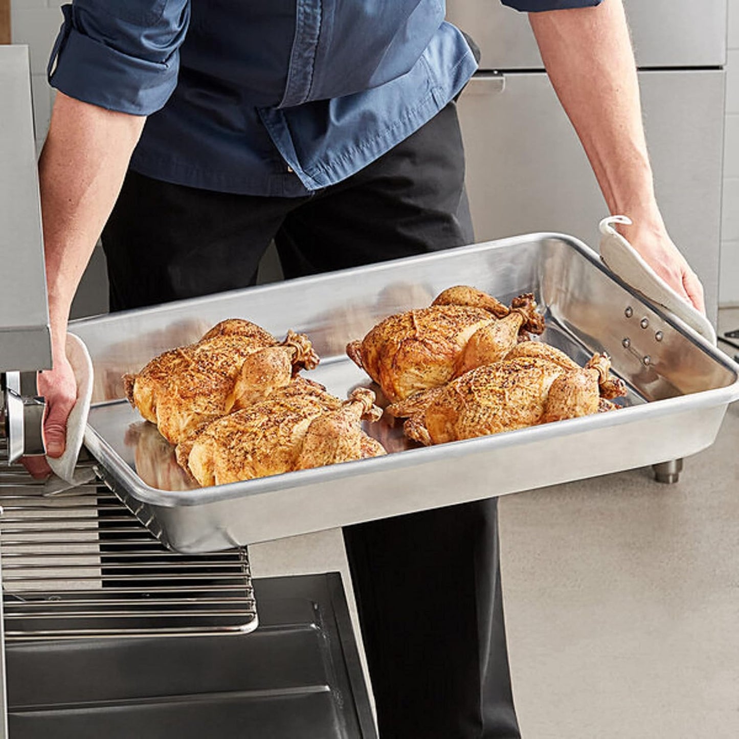 All-Purpose Aluminum Bake & Roasting Pan with Foldable Handles – 26-1/4" x 18-1/4" – Versatile Baking Tray & Roaster for Cookies, Cakes, Chicken, and More – Perfect for Oven Baking & Roasting