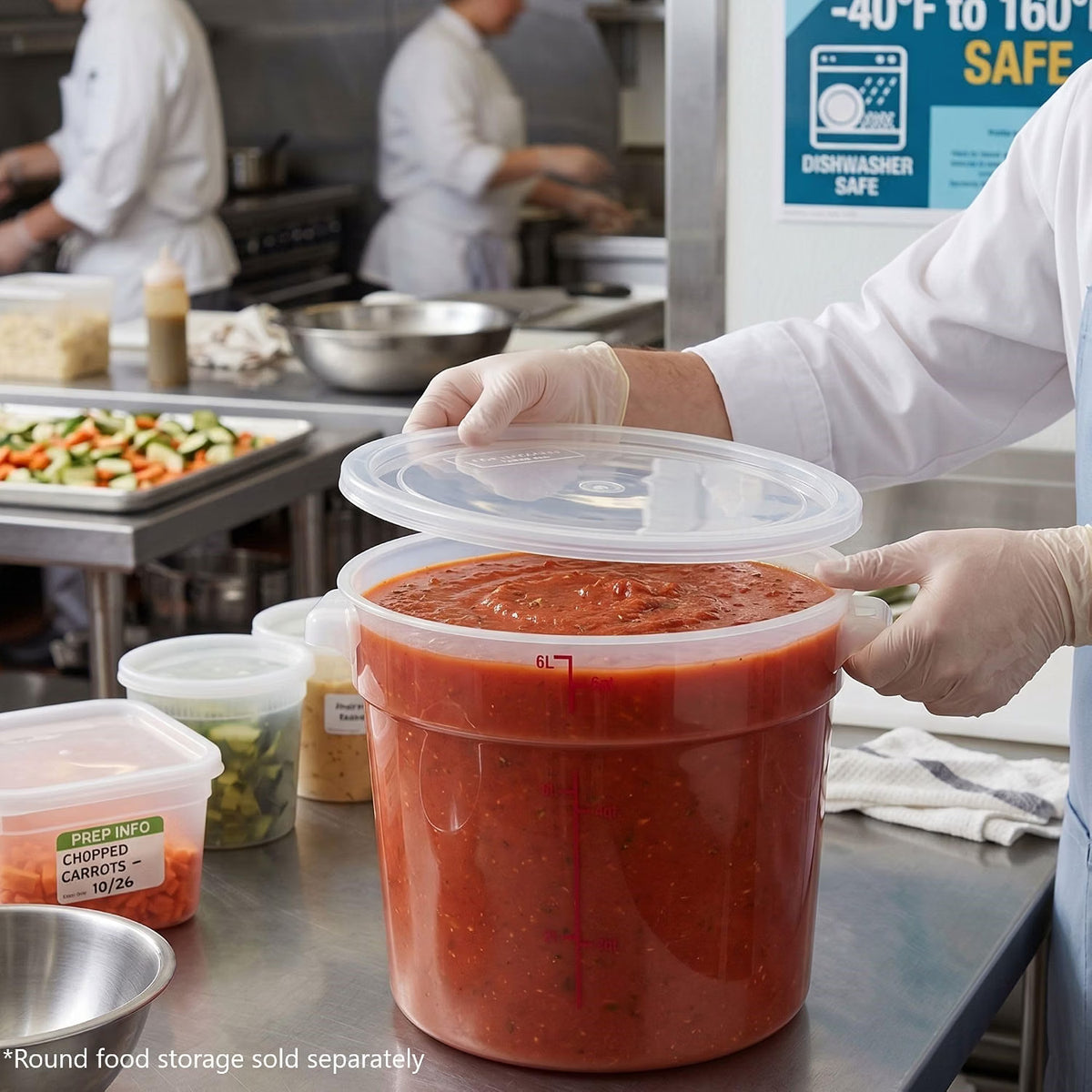 Round Food Storage Container Translucent Polypropylene- Commercial Food Storage Containers Meal Prep Containers Reusable Food Containers for Pantry Kitchen Storage Organization