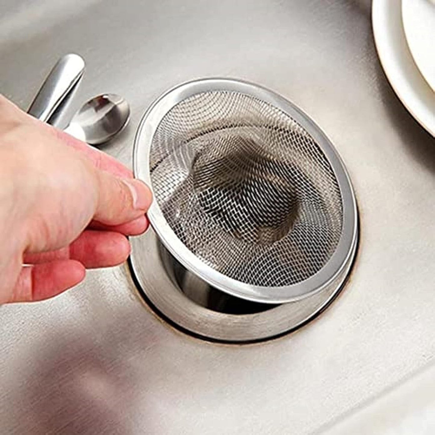 Stainless Steel Sink Strainer Narrow Rim- Kitchen Mesh Strainer Kitchen Sink Drain Strainer Hair Catcher for Bathroom Sink Utility Slop Laundry