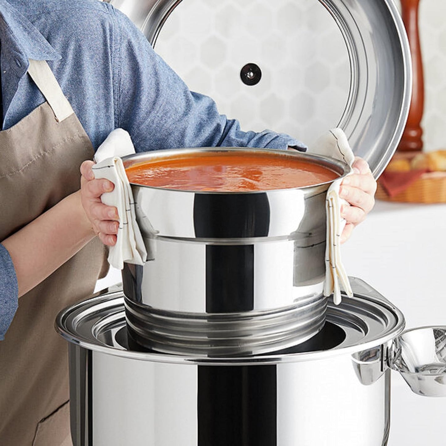 Stainless Steel Vegetable Inset Pan - for Soup Warmer and Soup Chafer Soup Pot Soup Station Applicable for Kitchen Hotel Catering Restaurant Buffet Parties Banquets