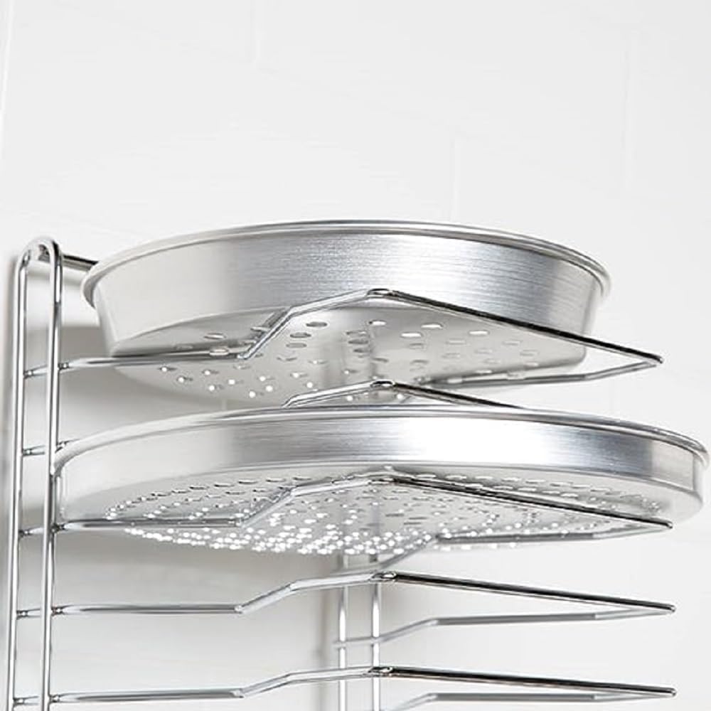 15 Tier Pizza Pan Rack Chrome Plated - Pizza Pan Rack Holder Safe Sturdy 15- Slot Pizza Pan Rack for Pizza Pan Pizza Trays Pizza Screens for Home Kitchen Restaurant Catering