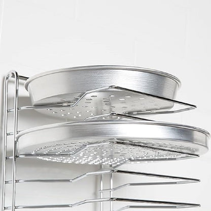 15 Tier Pizza Pan Rack Chrome Plated - Pizza Pan Rack Holder Safe Sturdy 15- Slot Pizza Pan Rack for Pizza Pan Pizza Trays Pizza Screens for Home Kitchen Restaurant Catering