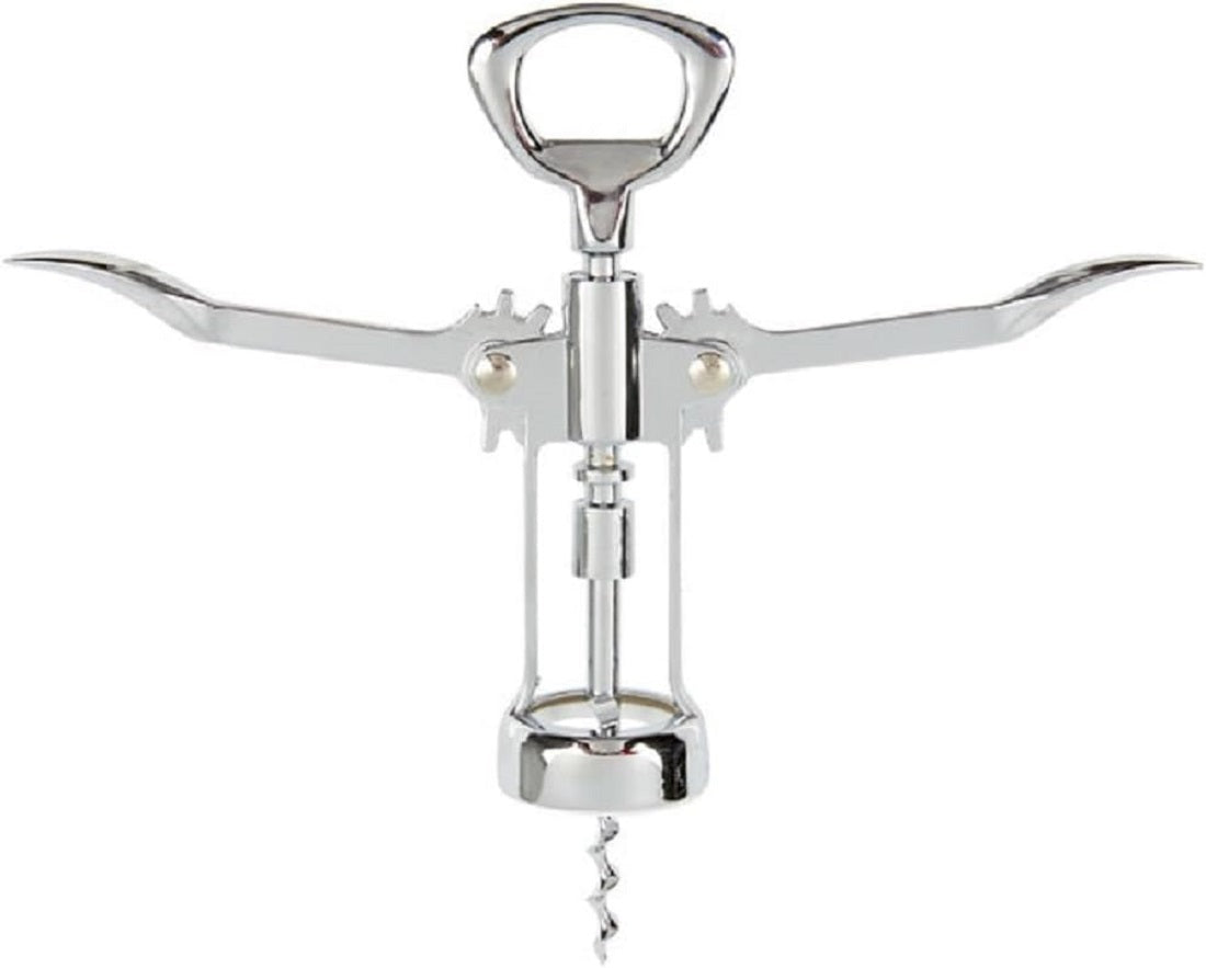 6-1/2" Heavy-Duty Wing Corkscrew Opener Chrome Plated Iron - Wine Opener Perfect Corkscrew to Open Wine & Beer Bottles Great Bottle Opener For Bartenders Restaurants Home