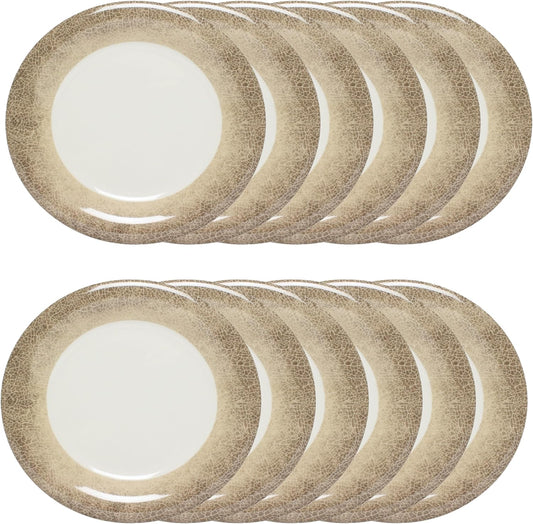 Jazz Round Dinner Plates Wide Rim Melamine Set of 12- Dishwasher Safe Break-Resistant Reusable Plates Kitchen Plates Dinnerware Dishes for Kitchen