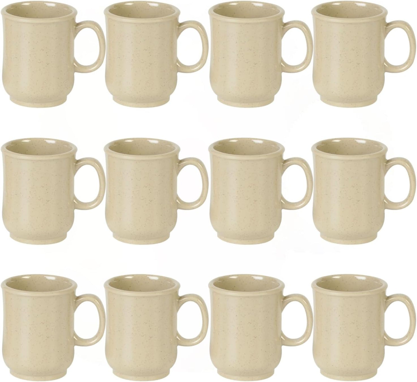 8 oz Bulbous Mug Melamine Pure Set of 12 - Dishwasher Safe Break-Resistant Coffee Cup Set Reusable Plastic Cup for Latte Cappuccino Cocoa Hot Tea Mocha Home Cafe Restaurants