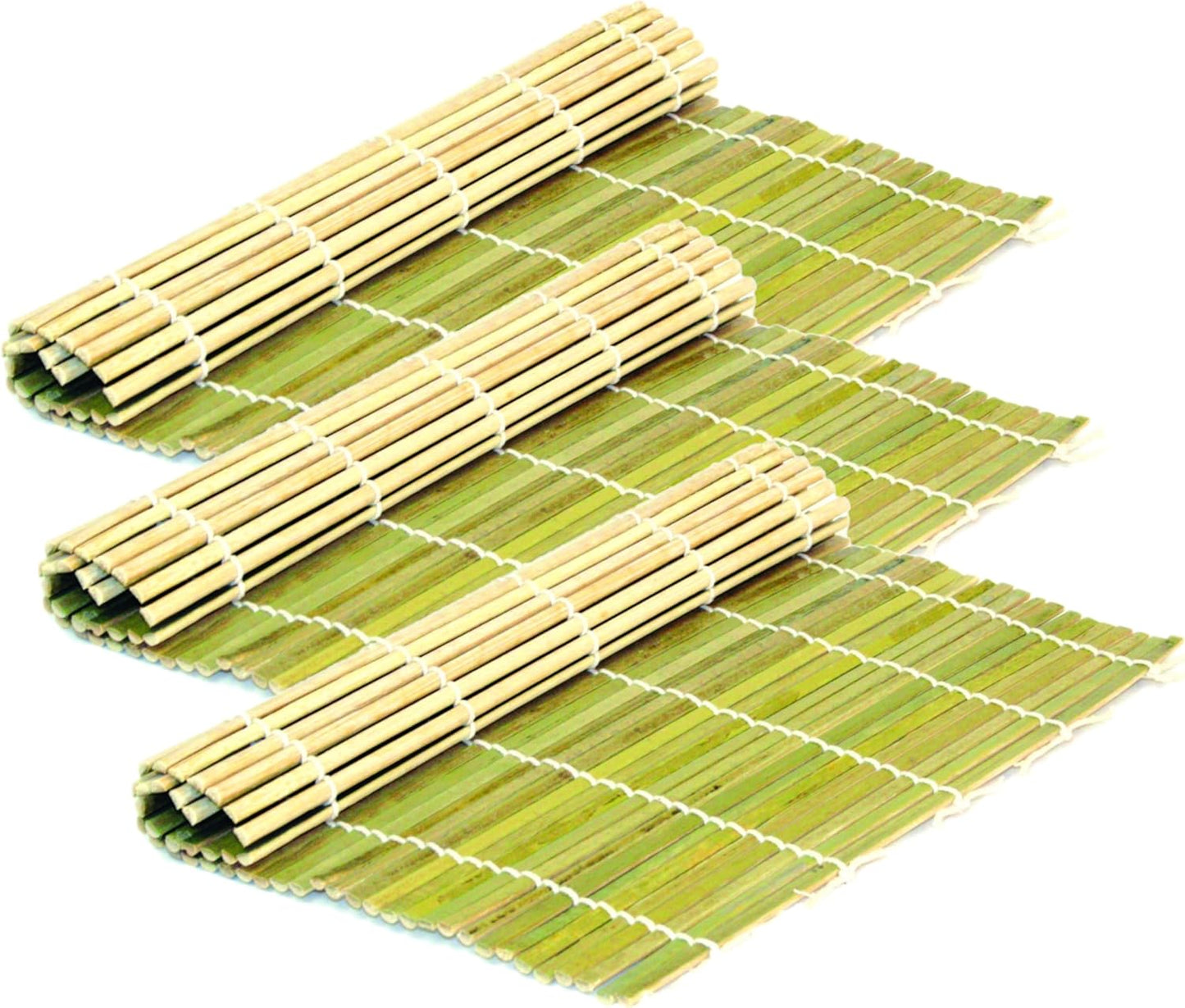 9-1/2” x 9-1/2” Bamboo Sushi Roller Set of 3 - Sushi Rolling Mat Sushi Roll Maker Kimbap Roller for Making Shaping & Molding Sushi Roll & Kimbap Home Kitchen Restaurant