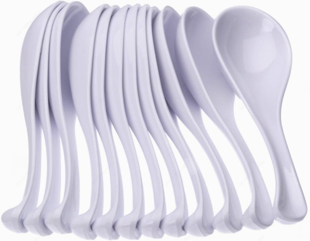 1 oz Asian Soup Spoon Melamine Set of 12 - Break-Resistant Soup Spoons, Table Spoons, Ramen Spoons, Japanese Soup Spoons for Dumpling, Miso, Pho, Wonton, Noodles