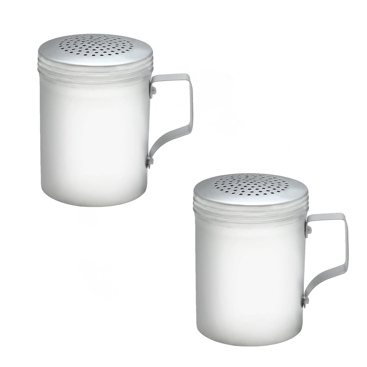 10 oz. Dredge Shaker with/without Handle Aluminum Set of 2 - Seasonings Spice Shakers With Holes and Lids Ideal for Salt Spice Sugar Flour Perfect for Home Kitchen