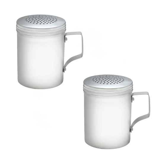 10 oz. Dredge Shaker with/without Handle Aluminum Set of 2 - Seasonings Spice Shakers With Holes and Lids Ideal for Salt Spice Sugar Flour Perfect for Home Kitchen