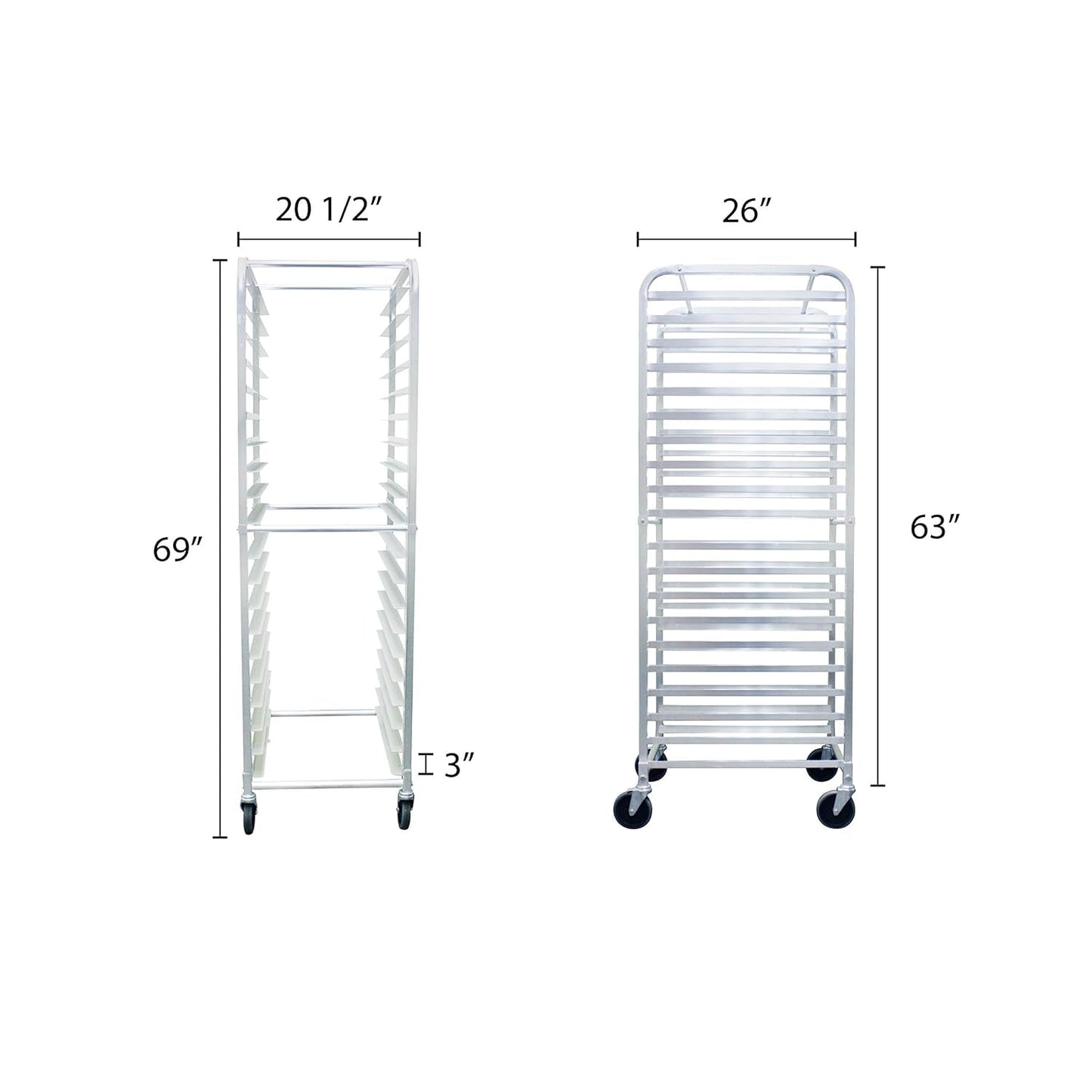 Aluminium Sheet Pan/Bun Pan Rack - Full or Half Size Sheet Pan Rack with Locking Wheels Bakery Rack for Kitchen Baking Equipment Restaurant Pizzeria