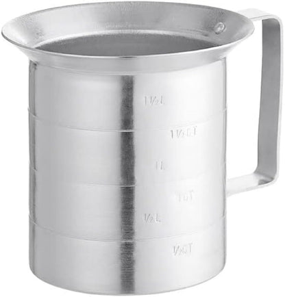 Liquid Measure Cup Aluminum with Riveted Handle - Measuring Cup for Cooking Baking Kitchen or Restaurant Easy To Read for Liquid Metal Measuring Cup Essential Kitchen Tool