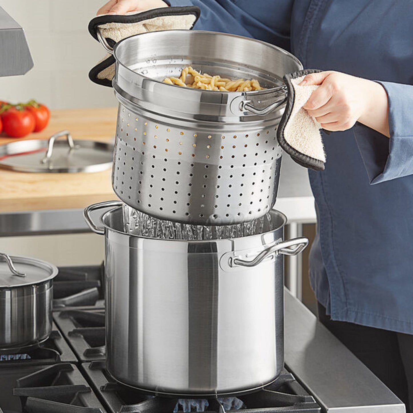 Aluminum Pasta Cooker 3 Piece Set - Multipurpose Pasta Pot with Strainer Lid Pasta Pot Cookware for Spaghetti Vegetable Blanching Home Kitchen Restaurant