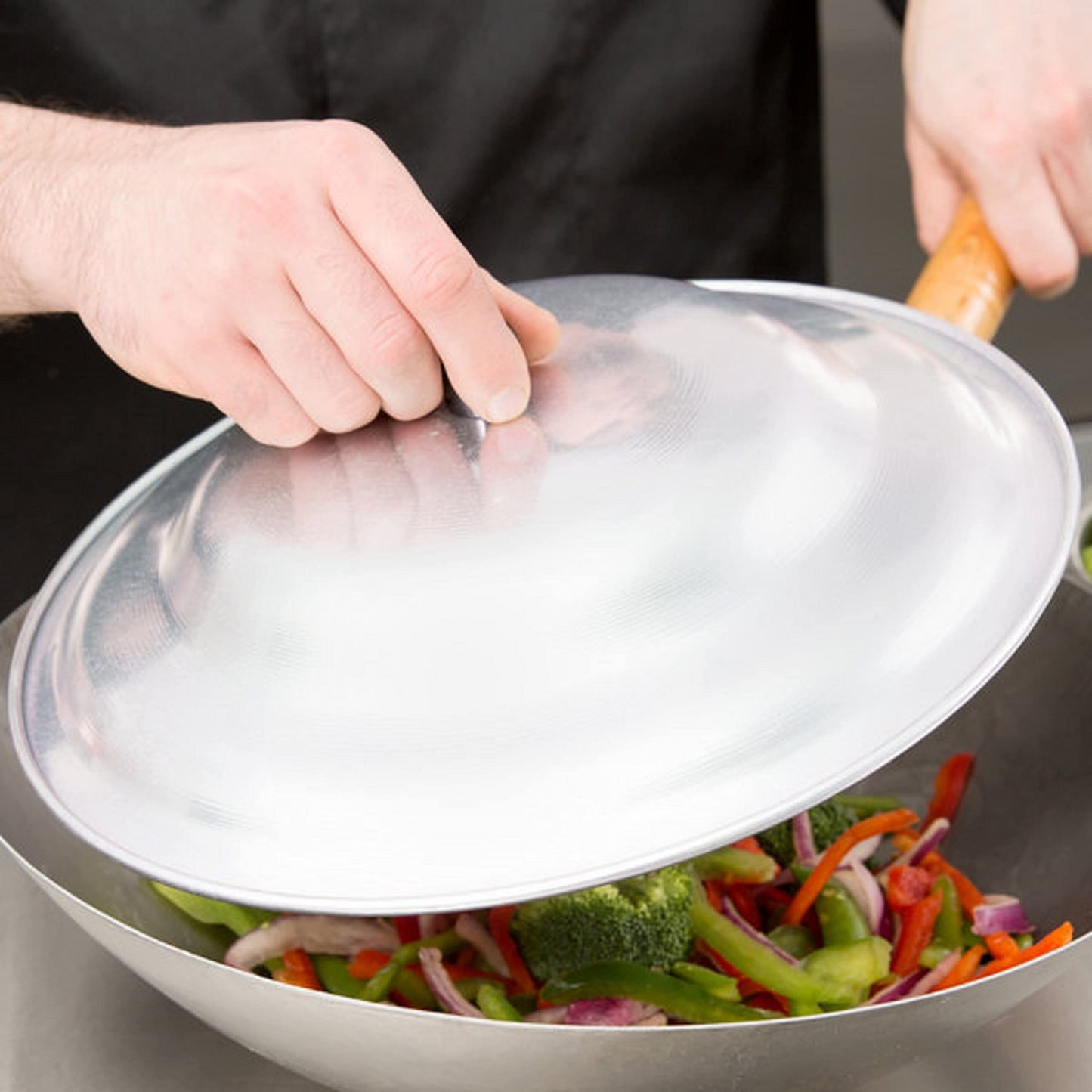 Aluminum Wok Cover Lid - Frying Pan Cover Pan Cover Wok Lid Woks Asian Cookware Aluminum Dome Shaped Cover For Home Kitchen and Restaurants