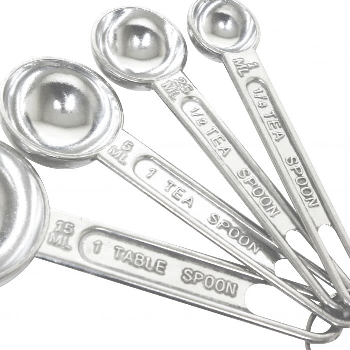 Aluminum Measuring Spoon Set - 4-Piece Multi Measurement Tool for Baking Cooking Measuring Spoon Set Kitchen Gadgets Apartment Essentials Fits in Spice Jars