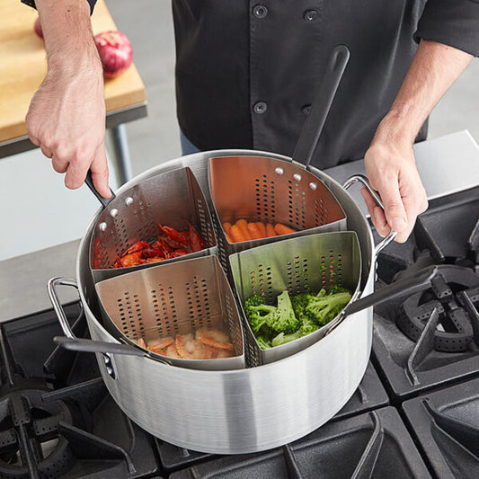 20 Qt. Aluminum Pasta Cooker with 4 Stainless Steel Inserts Set - Pasta Pot Pasta Cooker Strainer Basket Multipurpose Pasta Cookware for Spaghetti Vegetable Blanching Home Kitchen