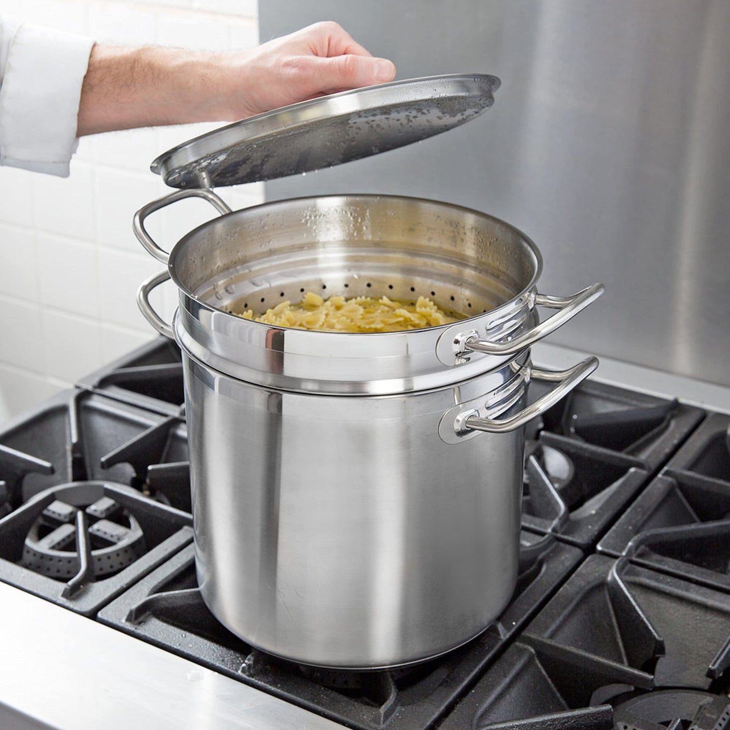 Aluminum Pasta Cooker 3 Piece Set - Multipurpose Pasta Pot with Strainer Lid Pasta Pot Cookware for Spaghetti Vegetable Blanching Home Kitchen Restaurant