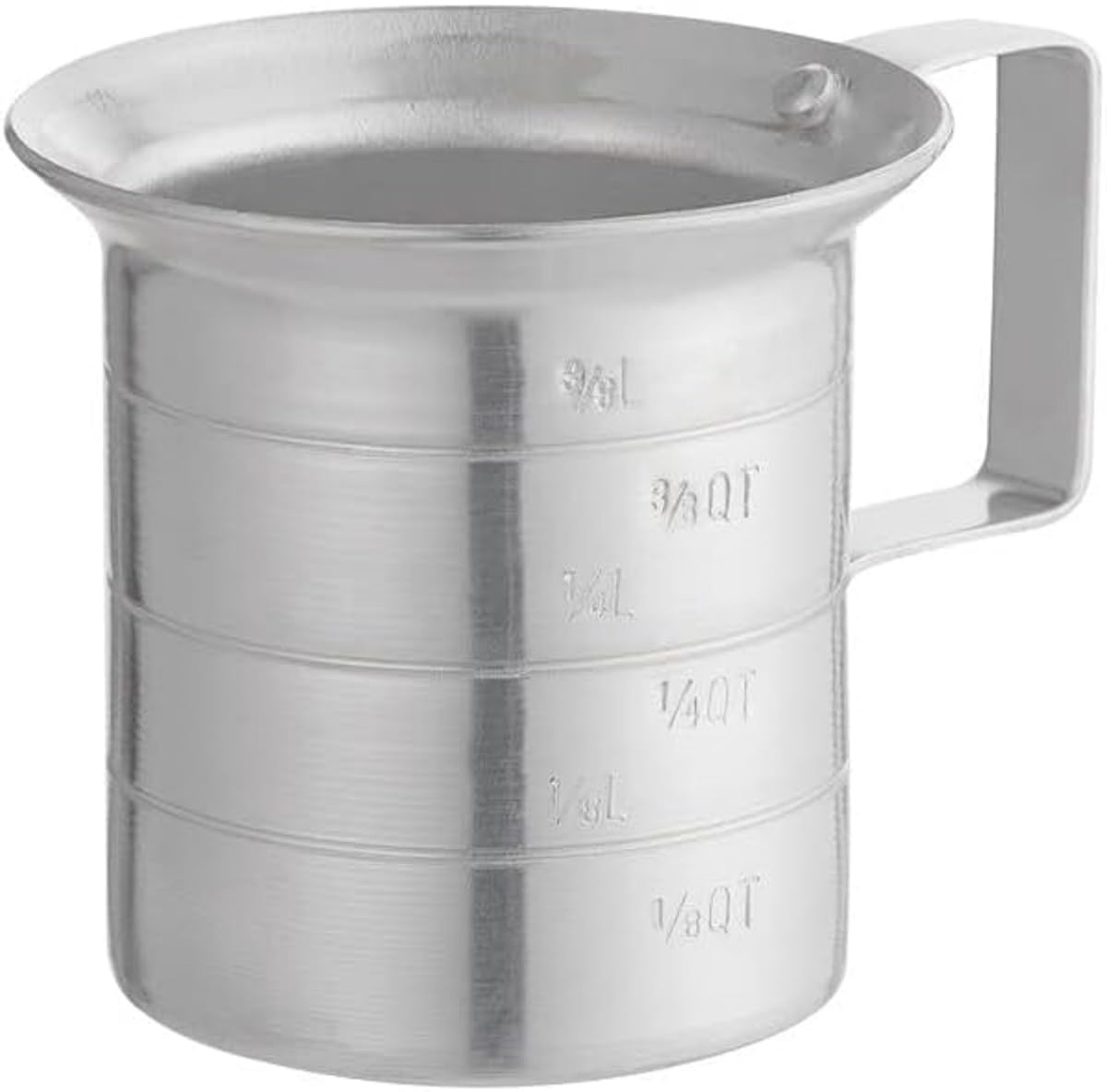 Liquid Measure Cup Aluminum with Riveted Handle - Measuring Cup for Cooking Baking Kitchen or Restaurant Easy To Read for Liquid Metal Measuring Cup Essential Kitchen Tool