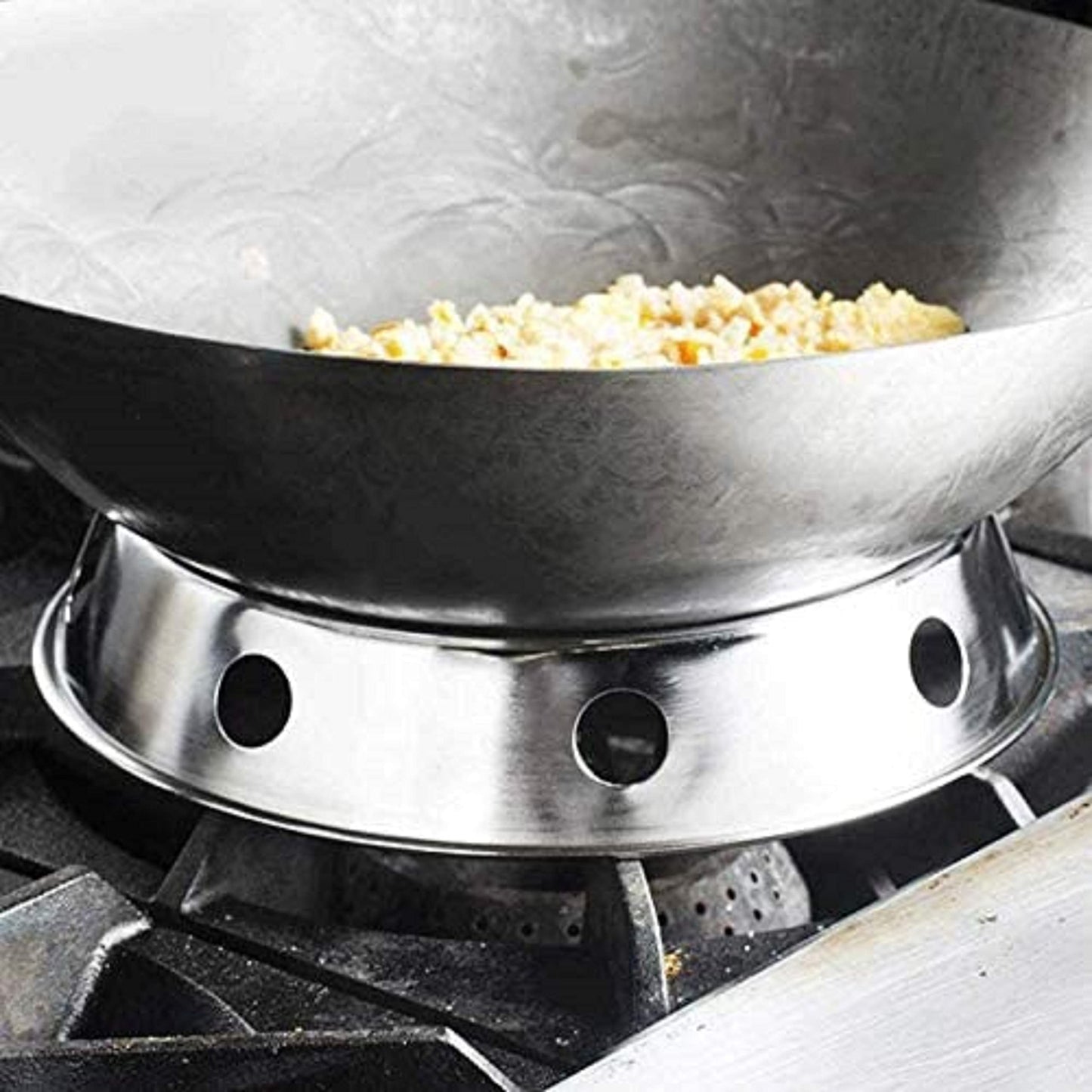 Wok Ring/Rack for Gas Stove 8-1/4" Diameter Top Rim and 10" Diameter Bottom Rim - Reversible Size Wok Stand Suitable for Most Woks Potholders for Kitchens