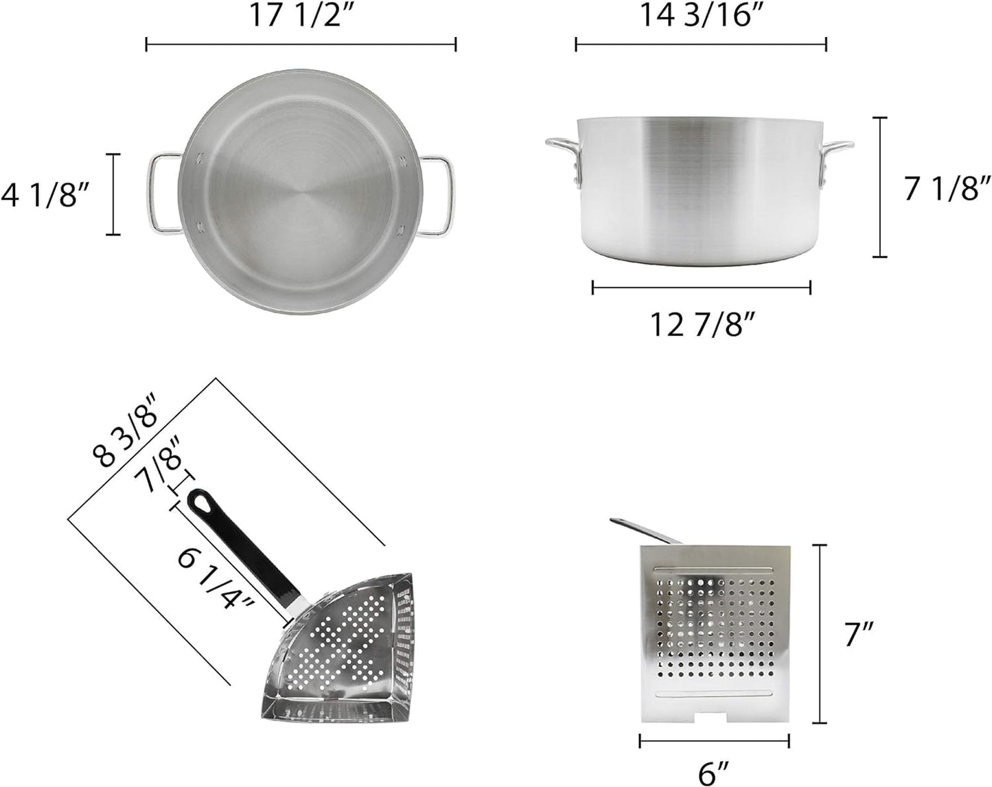 20 Qt. Aluminum Pasta Cooker with 4 Stainless Steel Inserts Set - Pasta Pot Pasta Cooker Strainer Basket Multipurpose Pasta Cookware for Spaghetti Vegetable Blanching Home Kitchen