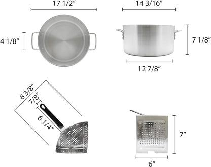 20 Qt. Aluminum Pasta Cooker with 4 Stainless Steel Inserts Set - Pasta Pot Pasta Cooker Strainer Basket Multipurpose Pasta Cookware for Spaghetti Vegetable Blanching Home Kitchen