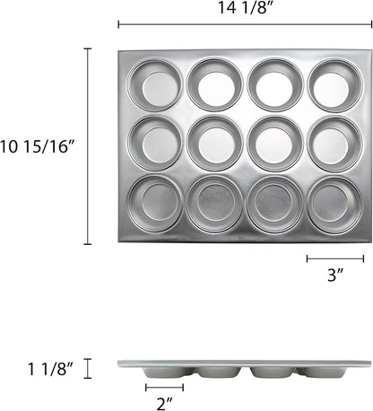 Muffin Baking Pan 3-1/2 oz each cup Aluminum - Cupcake Baking Pan Bakeware Cupcake Pan Great for Making Muffin Cakes Tart Bread Shortcakes Brownies for Home and Kitchen