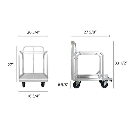 Heavy Duty Aluminum Full Size Sheet Pan Truck with 4 Each of 5" Swivel casters - Commercial Bakery Track for Full Size Sheet Kitchen Restaurant Cafeteria Pizzeria Hotel and Home