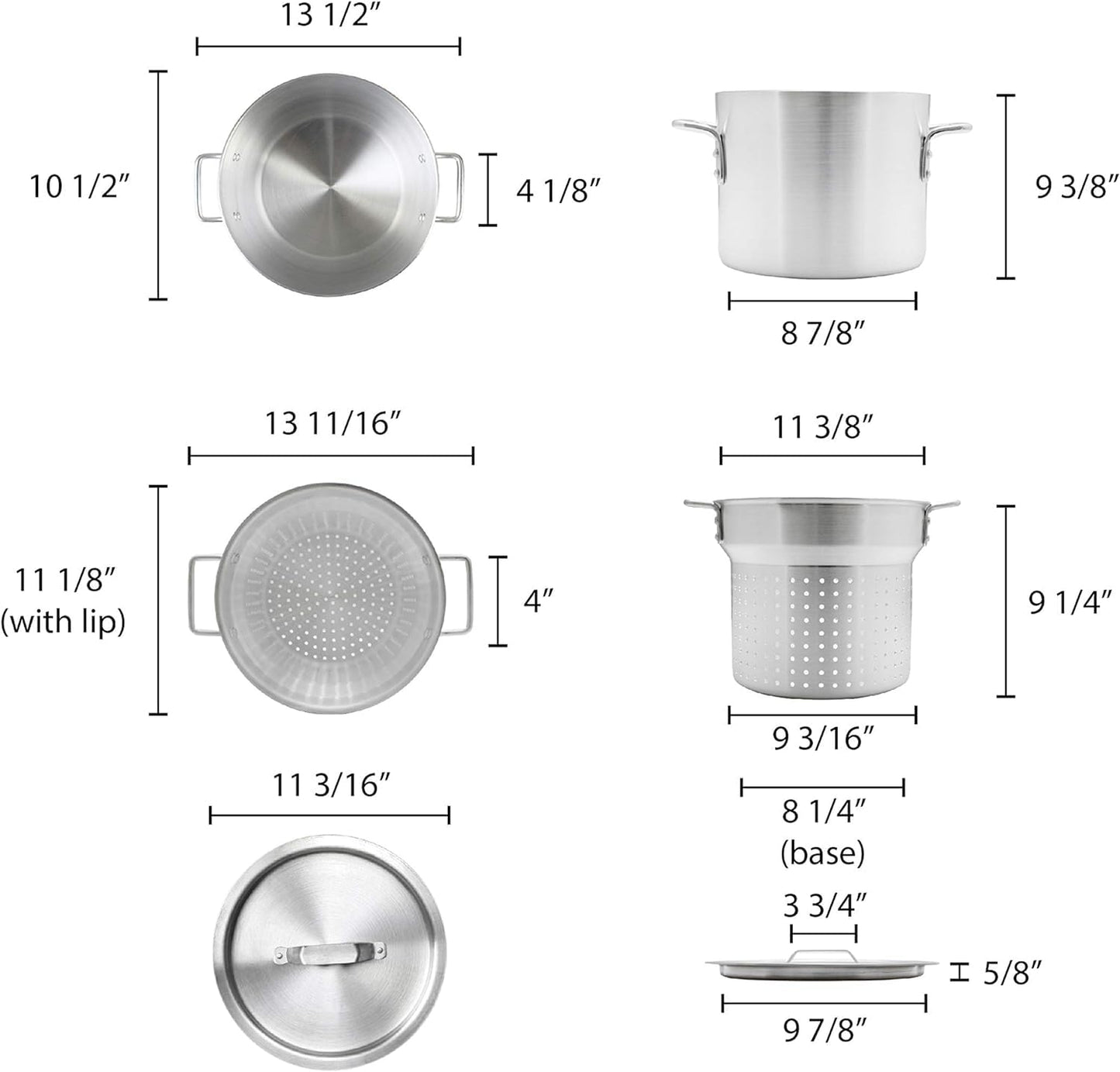 Aluminum Pasta Cooker 3 Piece Set - Multipurpose Pasta Pot with Strainer Lid Pasta Pot Cookware for Spaghetti Vegetable Blanching Home Kitchen Restaurant