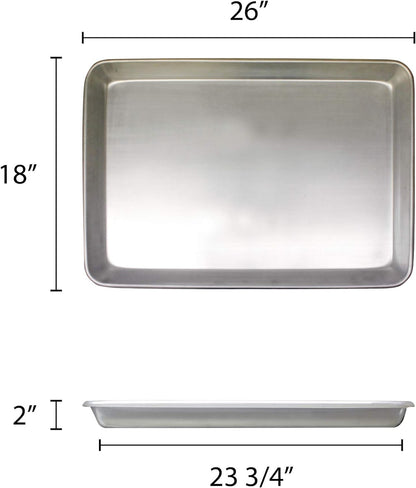 All-Purpose Aluminum Bake & Roasting Pan with Foldable Handles – 26-1/4" x 18-1/4" – Versatile Baking Tray & Roaster for Cookies, Cakes, Chicken, and More – Perfect for Oven Baking & Roasting