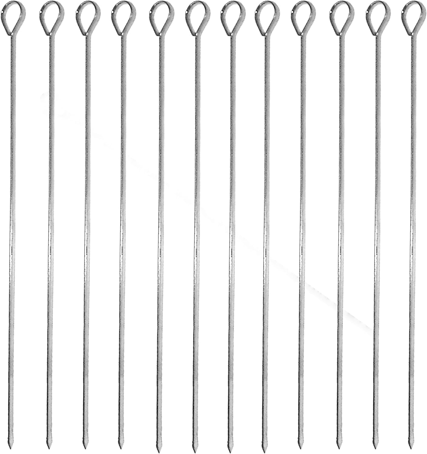 Stainless Steel Skewers Set of 12 - Wide Reusable Stainless Steel Barbecue Skewers BBQ Skewers Kebab Sticks Skewers for Grilling Meat Shrimp Chicken Vegetable Outdoor Cooking