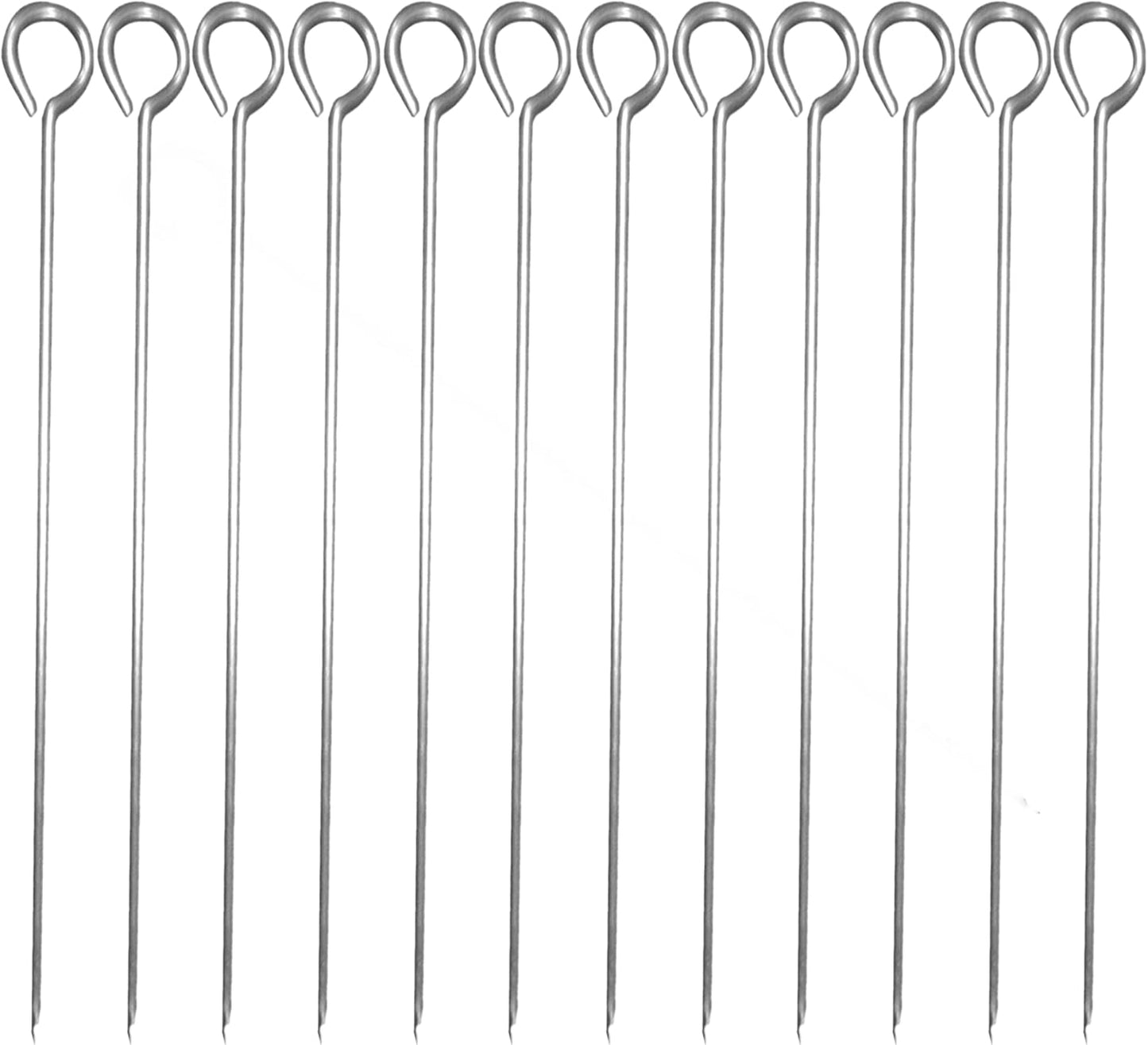 Stainless Steel Skewers Set of 12 - Wide Reusable Stainless Steel Barbecue Skewers BBQ Skewers Kebab Sticks Skewers for Grilling Meat Shrimp Chicken Vegetable Outdoor Cooking
